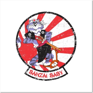 Grumman F-14 Tomcat - Banzai Baby - Grunge Style Posters and Art